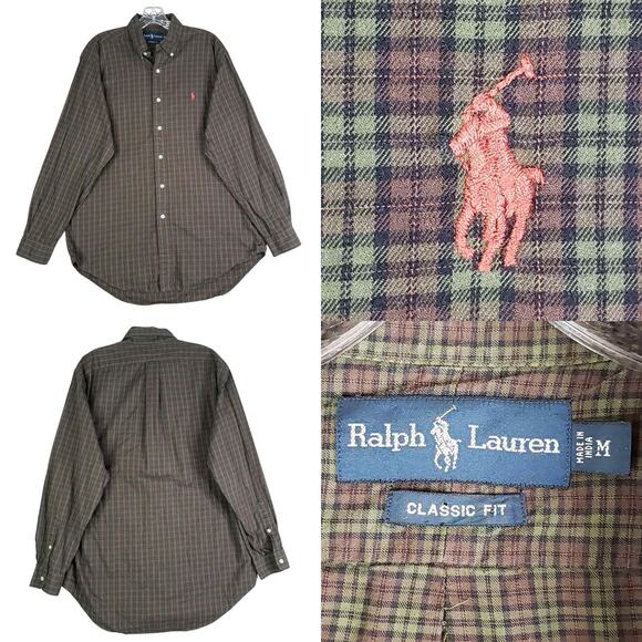 Polo Ralph Lauren Other - Polo Ralph Lauren Oxford Shirt Men’s Size Medium Green Red Plaid LS Button Down